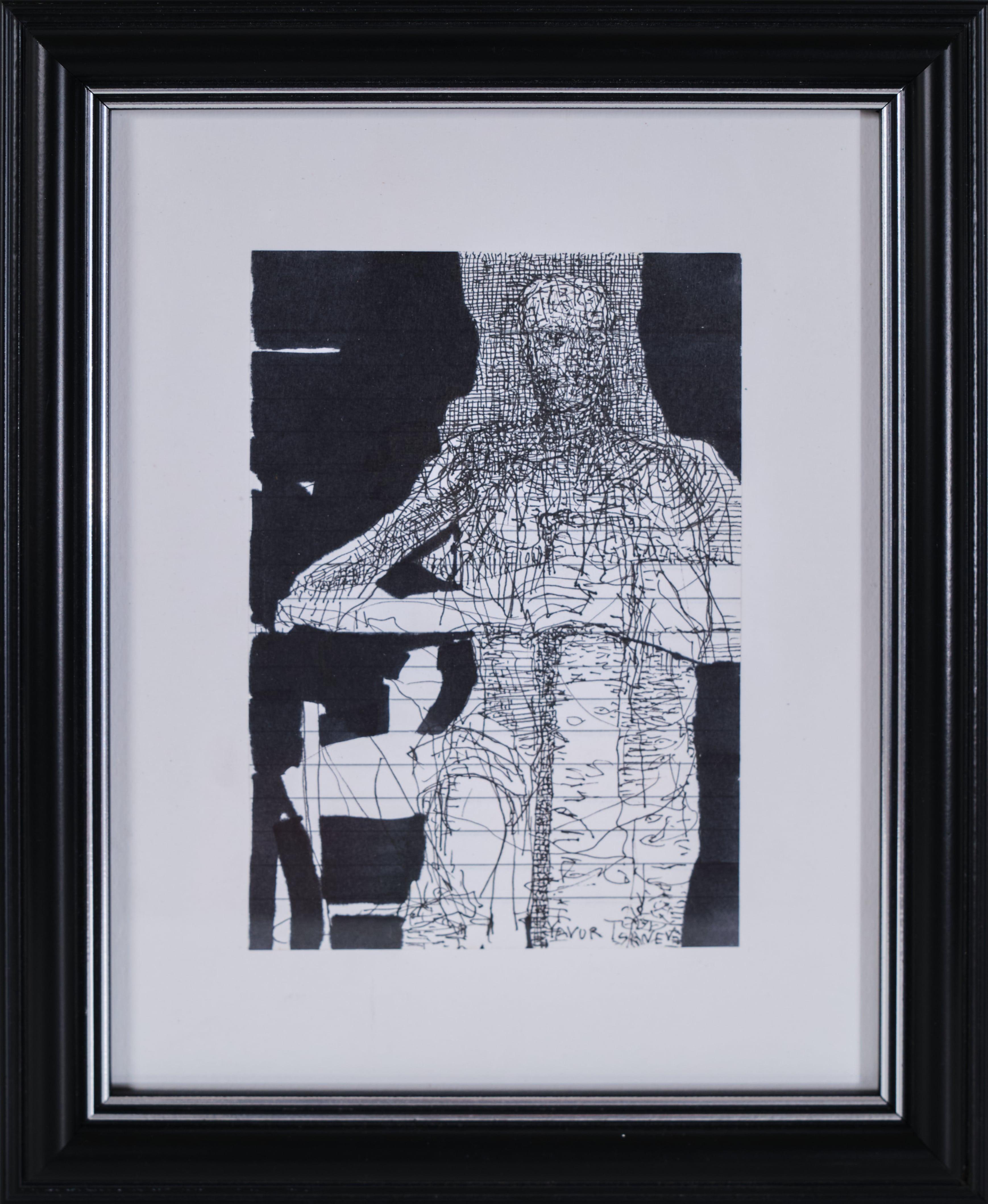 Мъж, подпрял длани на рапира